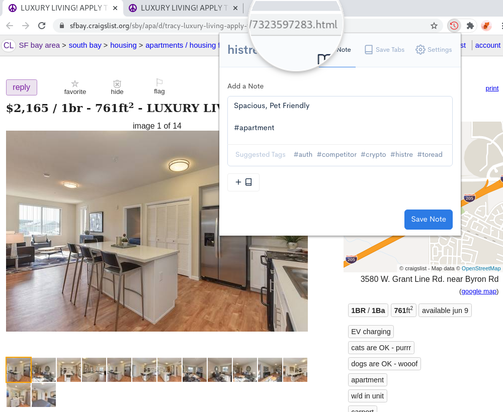 craigslist listing with focus on id